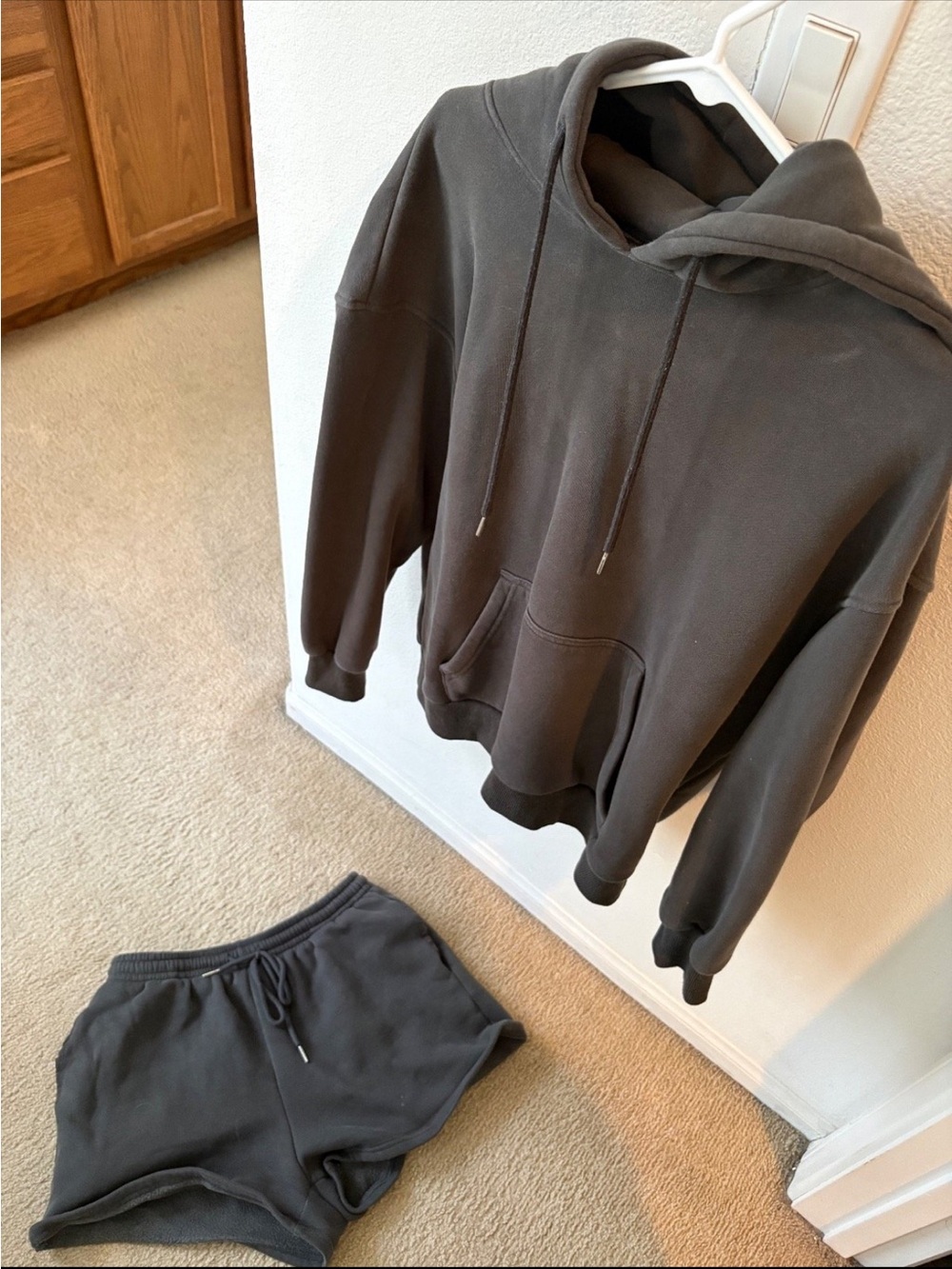 ANARABESS Charcoal Hoodie Shorts Sweatshirt Sweatshorts Set
